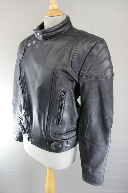 FIFTH AVENUE LEATHERWEAR CLASSIC BLACK BIKER JACKET 36-38 INCH CHEST