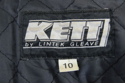 CLASSIC KETT BLACK LEATHER BIKER JACKET: SIZE 10