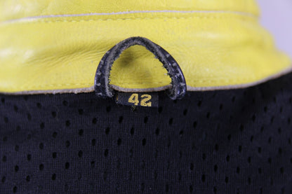CLASSIC J&S BLACK & YELLOW LEATHER BIKER JACKET 38-40 INCH CHEST