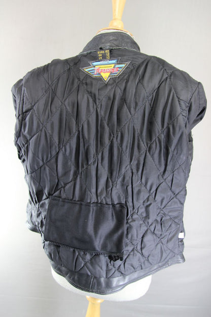 CLASSIC AKITO T-FORCE BLACK LEATHER BIKER JACKET: SIZE 12/34-36 INCH CHEST