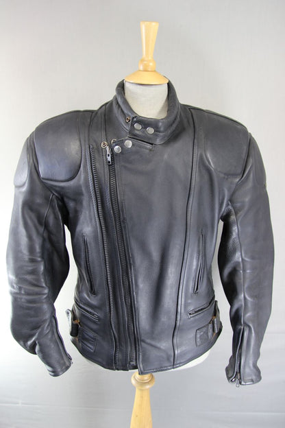 DYNAMIC LEATHERS CLASSIC BLACK COWHIDE BIKER JACKET 40-42 INCH
