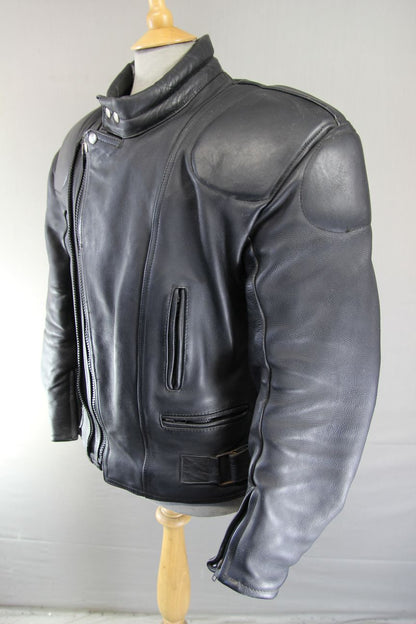 DYNAMIC LEATHERS CLASSIC BLACK COWHIDE BIKER JACKET 40-42 INCH