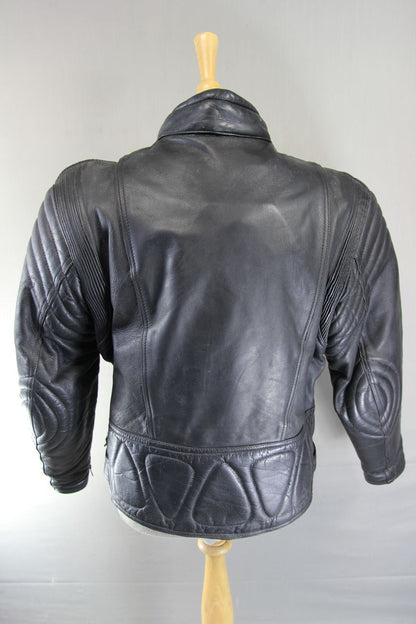 AKITO BLACK LEATHER BIKER JACKET WITH BACK, SHOULDER & ELBOW CE ARMOUR 40-42 IN