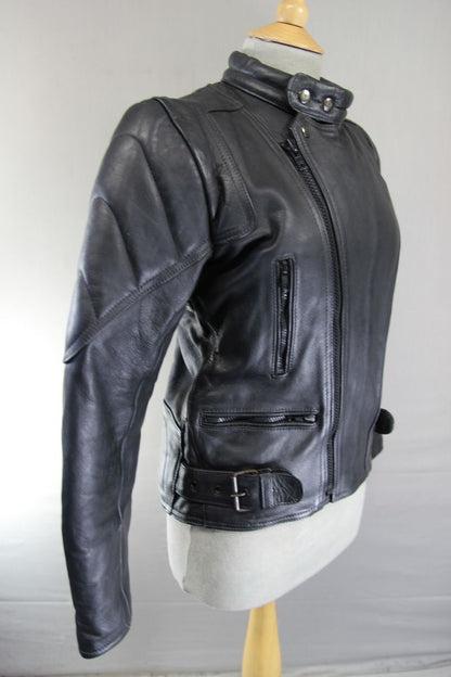 CLASSIC AKTION BLACK LEATHER BIKER JACKET 34-36 INCH CHEST