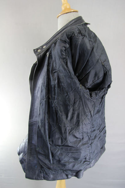 CLASSIC BLACK LEATHER BIKER JACKET 38 INCH CHEST