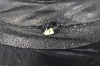 PROTO BLACK LEATHER BIKER JACKET WITH BACK, SHOULDER & ELBOW PROTECTORS: SIZE 12