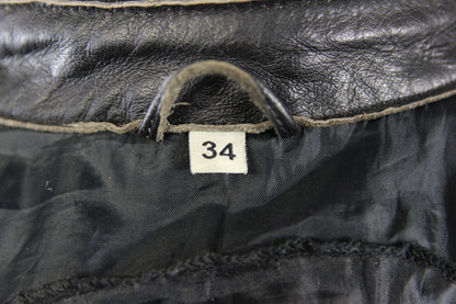 SKINTAN BLACK & RED LEATHER BIKER JACKET WITH REMOVABLE PROTECTORS 34 INCHES/XS