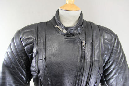 CLASSIC BUFFALO BLACK LEATHER BIKER JACKET 34-36 INCH CHEST/SIZE 12