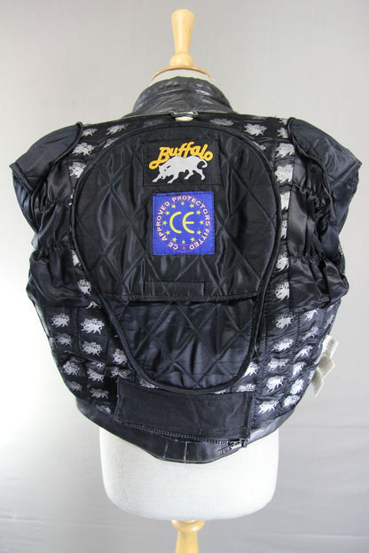 CLASSIC BUFFALO BLACK LEATHER BIKER JACKET 34-36 INCH CHEST/SIZE 12