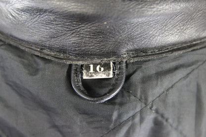 CLASSIC BLACK LEATHER BIKER JACKET: SIZE 16/36-38 INCH CHEST