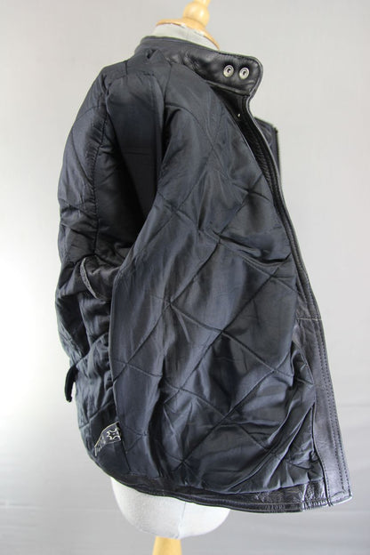 CLASSIC BLACK LEATHER BIKER JACKET: SIZE 16/36-38 INCH CHEST
