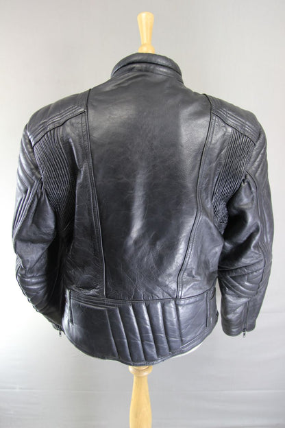 DYNAMIC LEATHERS CLASSIC BLACK COWHIDE BIKER JACKET 42-44 INCH