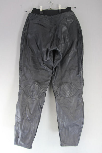 IXS BLACK LEATHER BIKER TROUSERS WITH CE ARMOUR WAIST 28 INCH/INSIDE LEG 29 INCH