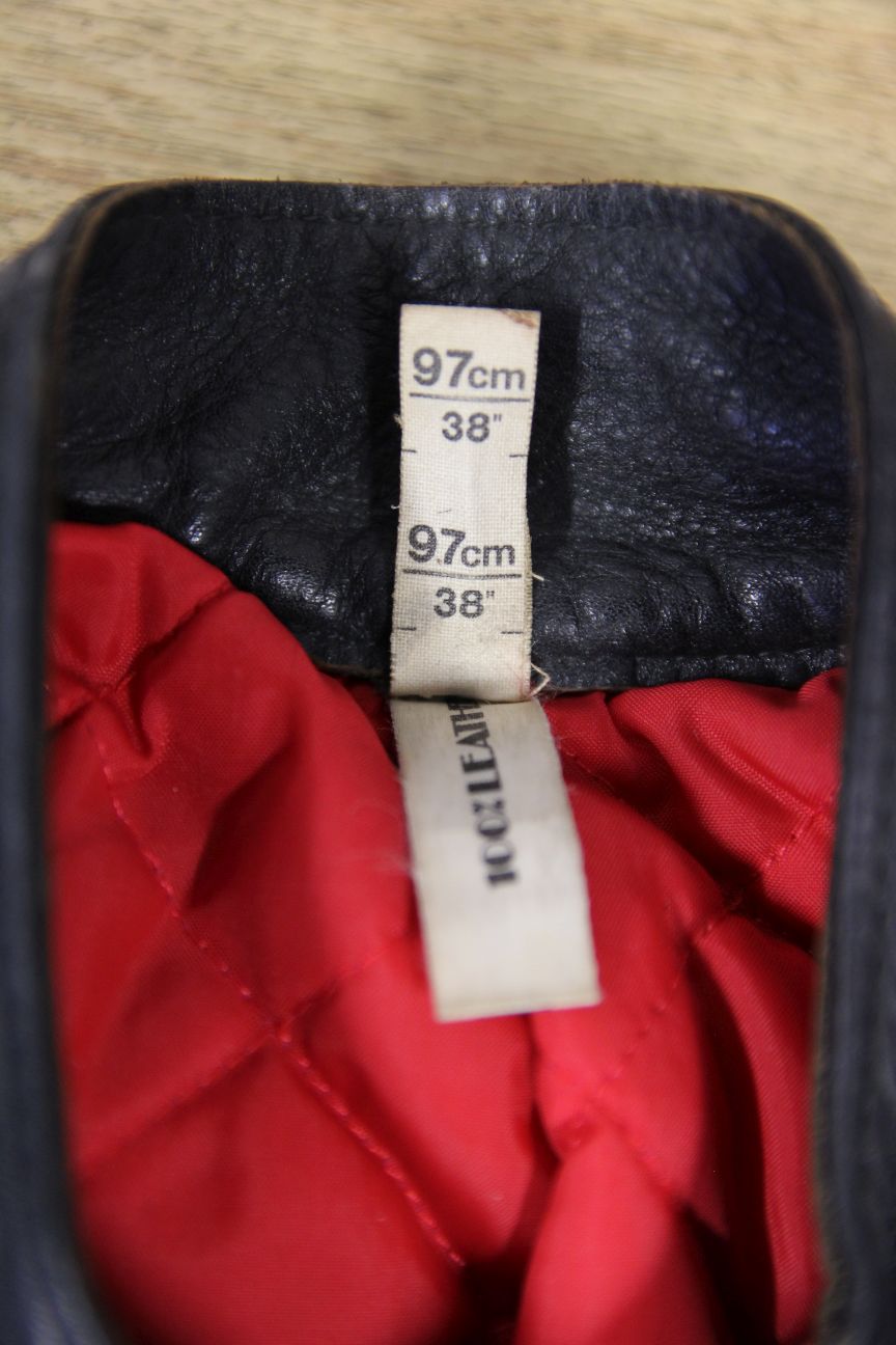 VINTAGE 1970'S 'HONDA' 2PIECE BLACK & RED LEATHER BIKER SUIT CHEST 38"/WAIST 30"