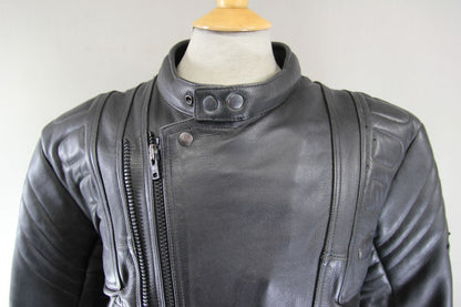 AKITO MERCURY PLUS CLASSIC BLACK LEATHER BIKER JACKET WITH BACK PROTECTOR 40-42"
