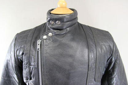 CLASSIC BLL BLACK COWHIDE LEATHER BIKER JACKET 36-38 INCH