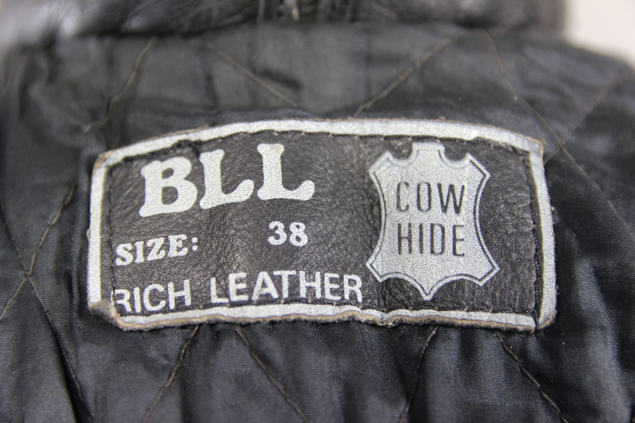 CLASSIC BLL BLACK COWHIDE LEATHER BIKER JACKET 36-38 INCH