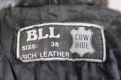 CLASSIC BLL BLACK COWHIDE LEATHER BIKER JACKET 36-38 INCH