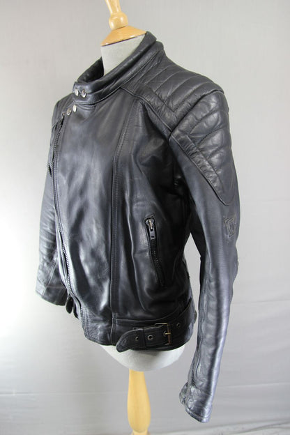 CLASSIC JTS BLACK LEATHER THINSULATE 3M THERMAL LINED BIKER JACKET 40-42 INCH