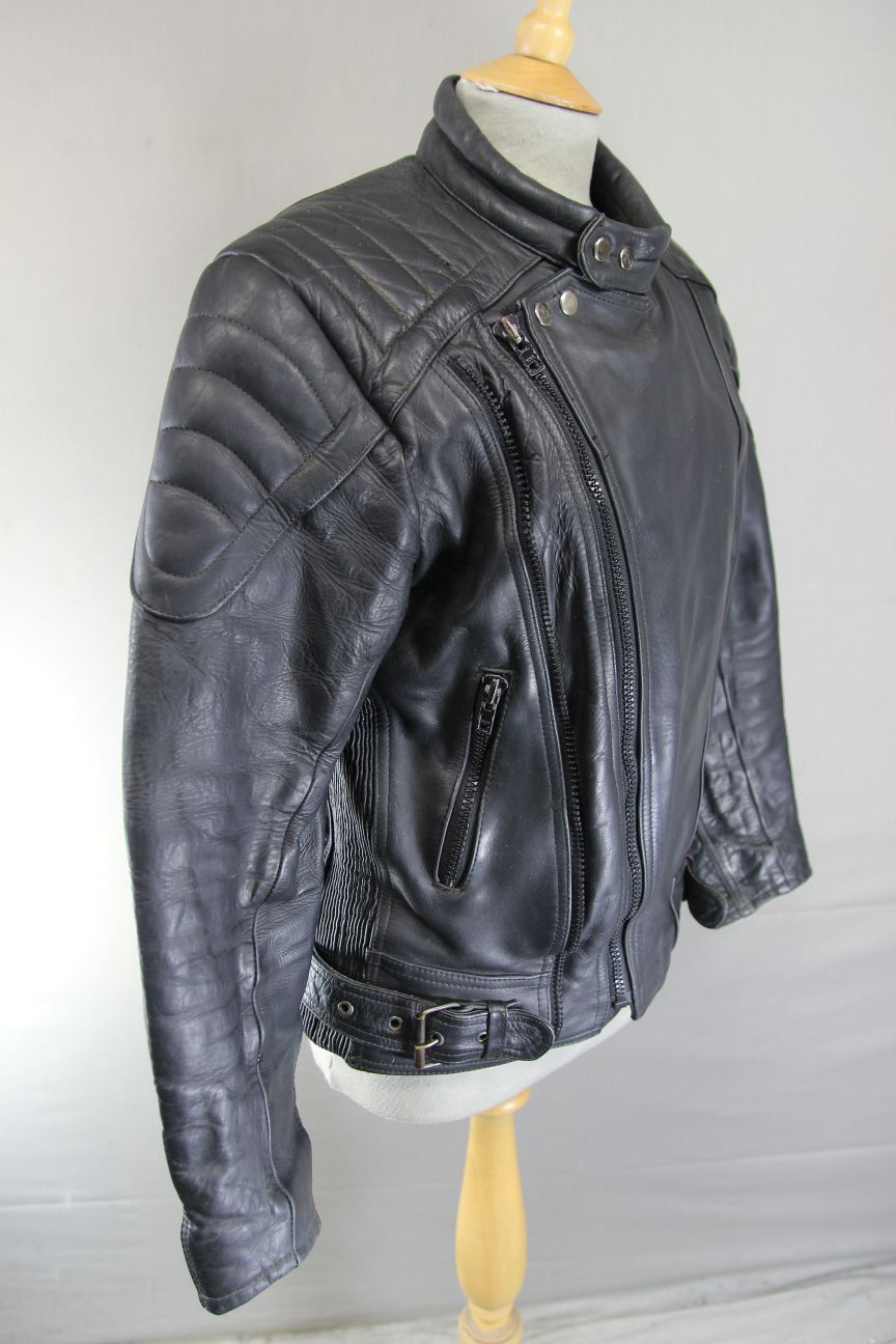 CLASSIC JTS BLACK LEATHER THINSULATE 3M THERMAL LINED BIKER JACKET 40-42 INCH