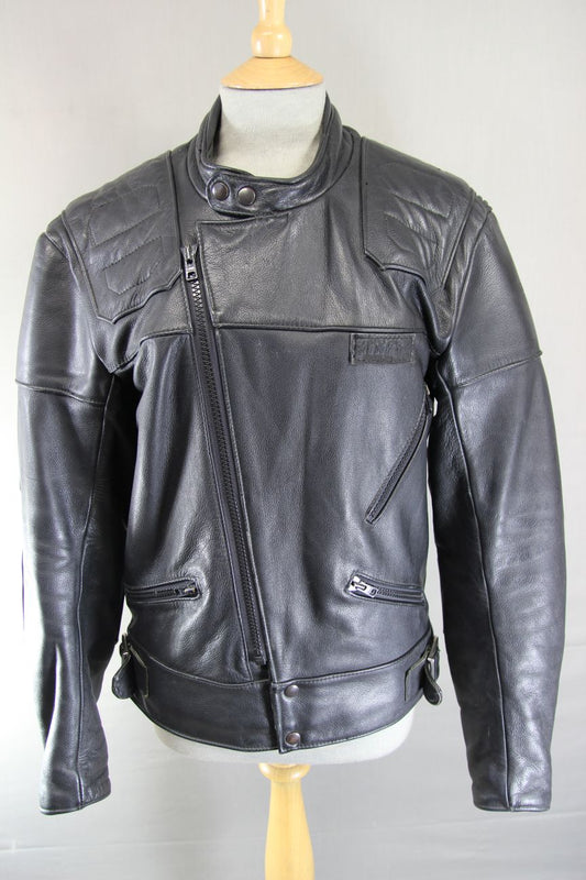 CLASSIC BRITISH MADE SPORTEX DOLOMITE BLACK LEATHER BIKER JACKET 38-40 INCH