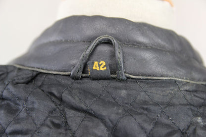 CLASSIC JTS BLACK LEATHER THINSULATE 3M THERMAL LINED BIKER JACKET 40-42 INCH