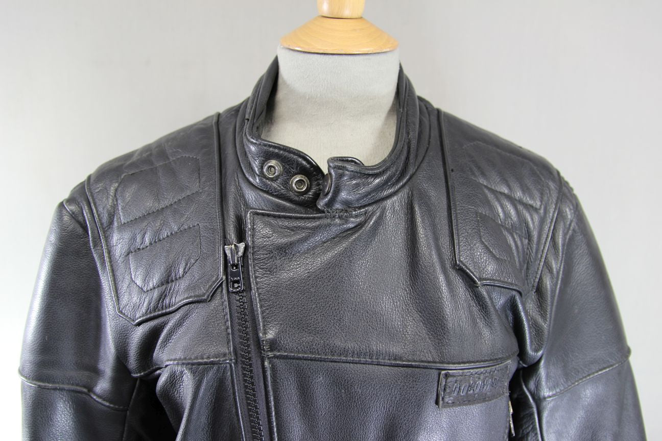 CLASSIC BRITISH MADE SPORTEX DOLOMITE BLACK LEATHER BIKER JACKET 38-40 INCH