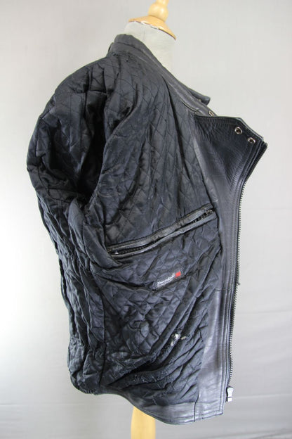 CLASSIC JTS BLACK LEATHER THINSULATE 3M THERMAL LINED BIKER JACKET 40-42 INCH