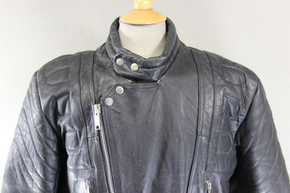 CLASSIC BLL BLACK COWHIDE LEATHER BIKER JACKET 42 INCH