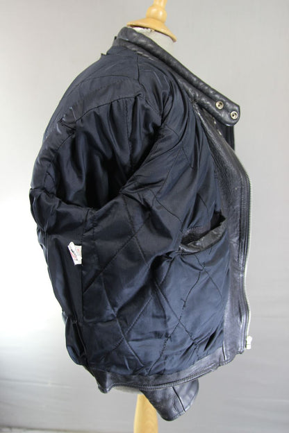 CLASSIC BLL BLACK COWHIDE LEATHER BIKER JACKET 42 INCH