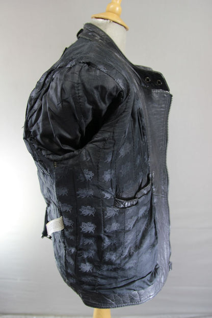 CLASSIC BUFFALO BLACK LEATHER BIKER JACKET 40-42 INCH