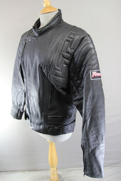 CLASSIC AKITO T-FORCE BLACK LEATHER BIKER JACKET 38-40 INCH CHEST