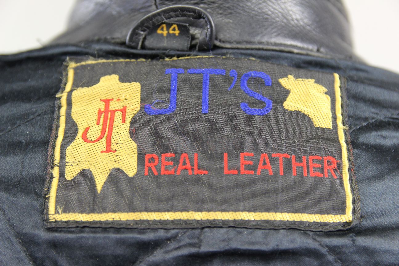 CLASSIC JT'S BLACK LEATHER BIKER JACKET 42-44 INCH