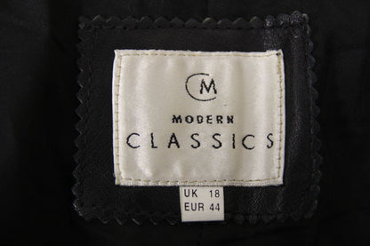 MODERN CLASSICS BLACK LEATHER BIKER JEANS SIZE 18:  WAIST 32 IN/INSIDE LEG 31 IN