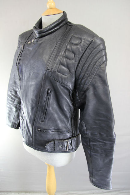 CLASSIC J&S BLACK LEATHER BIKER JACKET 38-40 INCH
