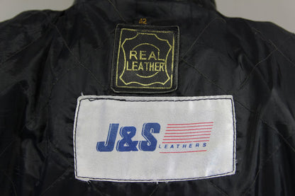 CLASSIC J&S BLACK LEATHER BIKER JACKET 38-40 INCH