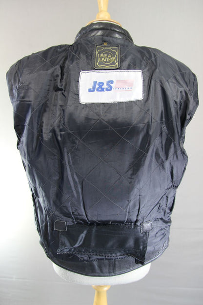 CLASSIC J&S BLACK LEATHER BIKER JACKET 38-40 INCH