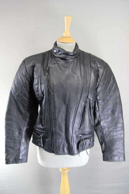 BLL SHEEP LAND CLASSIC BLACK LEATHER BIKER JACKET 38 INCH