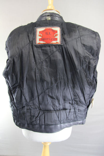 BLL SHEEP LAND CLASSIC BLACK LEATHER BIKER JACKET 38 INCH