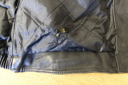 CLASSIC J&S BLACK LEATHER BIKER JACKET WITH REMOVABLE BACK PROTECTOR 42-44 INCH