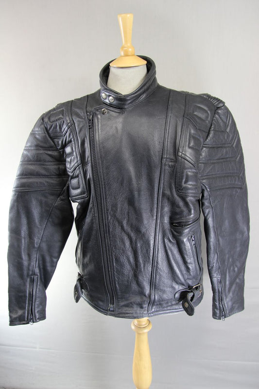 CLASSIC BLACK LEATHER BIKER JACKET 42-44 INCH