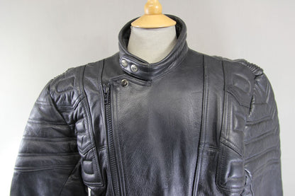 CLASSIC BLACK LEATHER BIKER JACKET 42-44 INCH