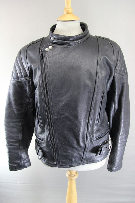 CLASSIC SPORTEX BLACK LEATHER BIKER JACKET 42 INCH