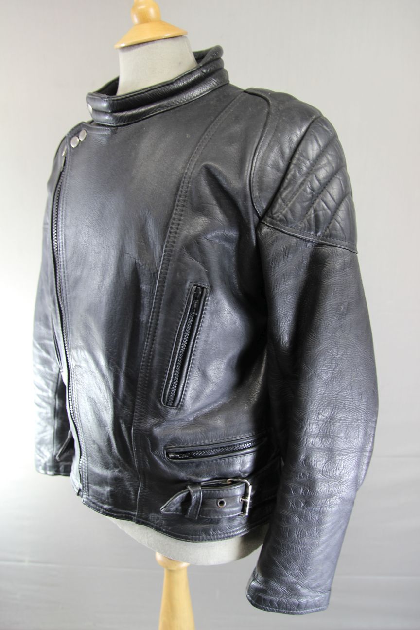 CLASSIC SPORTEX BLACK LEATHER BIKER JACKET 42 INCH