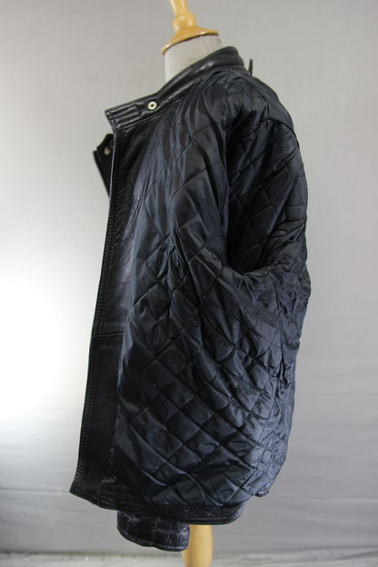 CLASSIC SPORTEX BLACK LEATHER BIKER JACKET 42 INCH