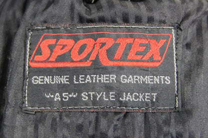 CLASSIC SPORTEX A5 BLACK LEATHER BIKER JACKET: SIZE 10-12/34 INCH CHEST