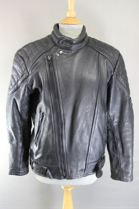 CLASSIC 'TIMELESS' BLACK LEATHER BIKER JACKET 40 INCH/MEDIUM
