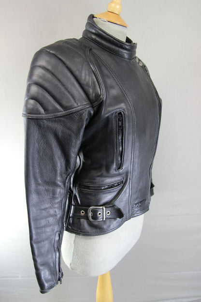 CLASSIC SPORTEX A5 BLACK LEATHER BIKER JACKET: SIZE 12/32-34 INCH CHEST