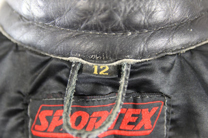 CLASSIC SPORTEX A5 BLACK LEATHER BIKER JACKET: SIZE 12/32-34 INCH CHEST