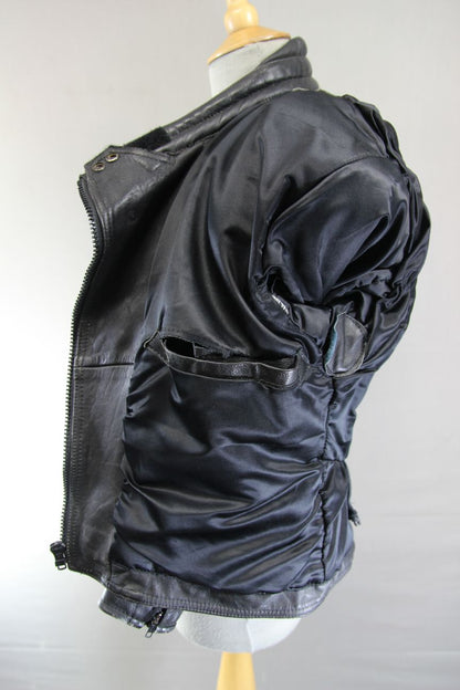 CLASSIC SPORTEX A5 BLACK LEATHER BIKER JACKET: SIZE 12/32-34 INCH CHEST